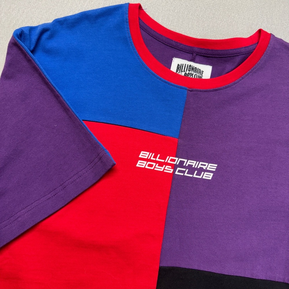 Billionaire Boys Club Mens Colorblock Logo T-Shirt Purple Red Blue Black Large